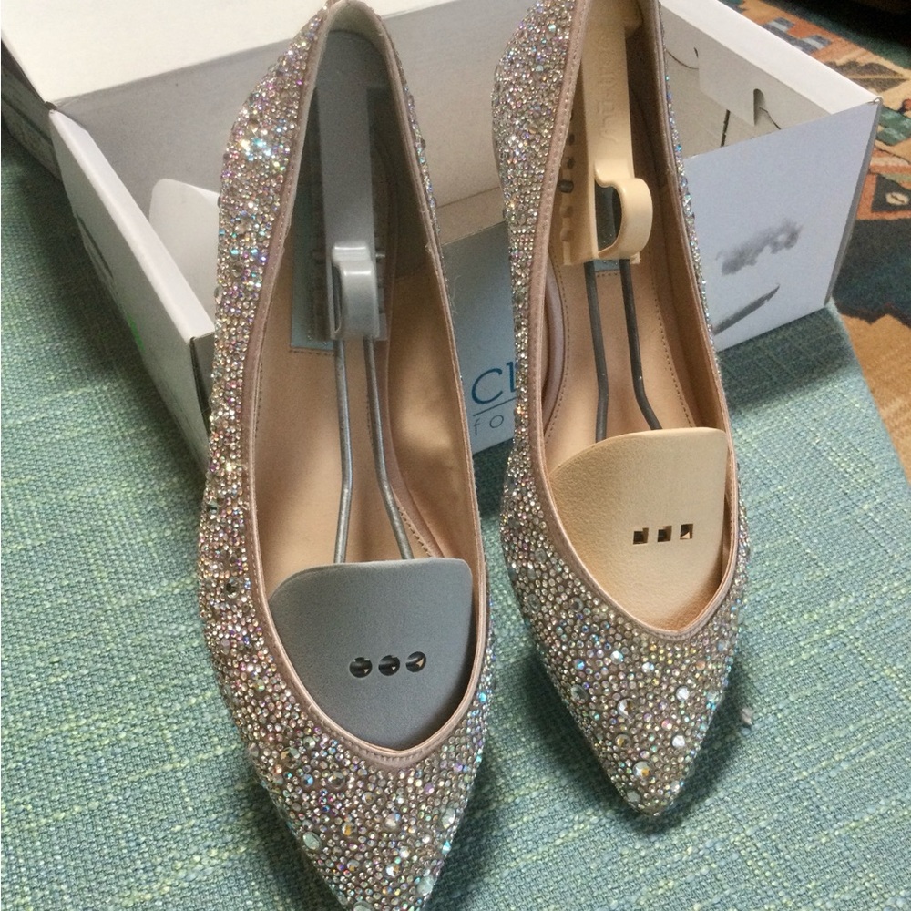 Betsey Johnson Silver Sparkling Beaded Flats